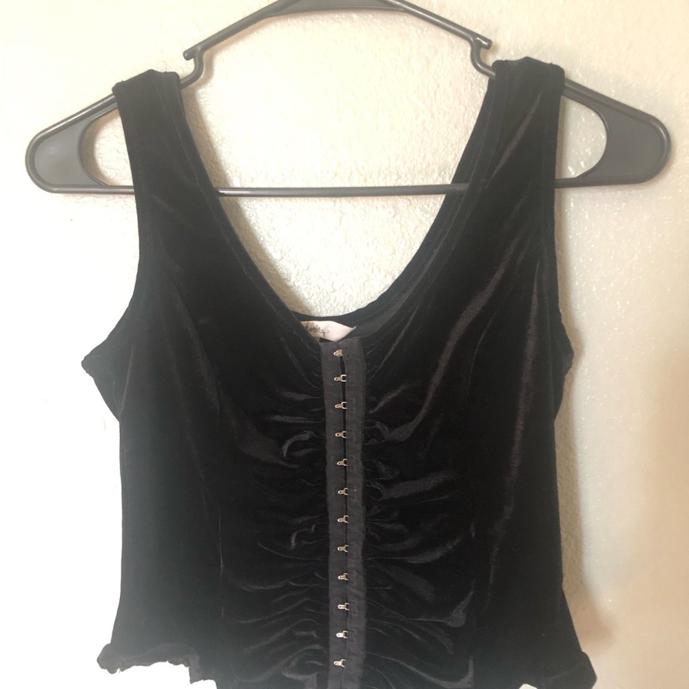 Kith Black Velvet Hook-Front Ruched Tank